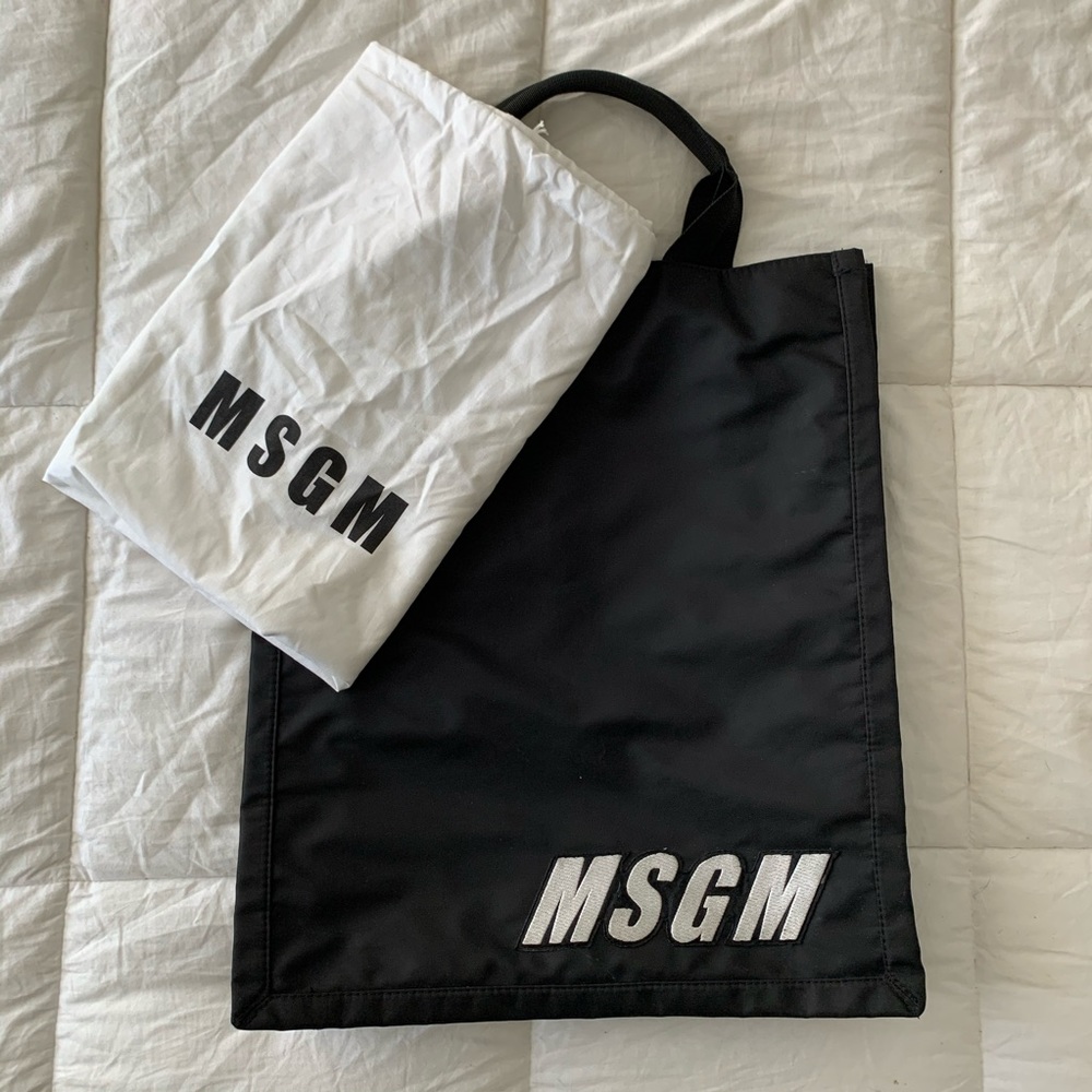 MSGM black tote bag with white logo